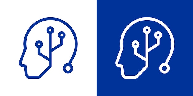 Logo ontwerp hoofd hersenen tech data icoon vector inspiratie