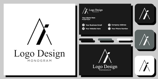 Logo ontwerp initialen combinatie hoofdletters monogram woordmerk met sjabloon voor visitekaartjes
