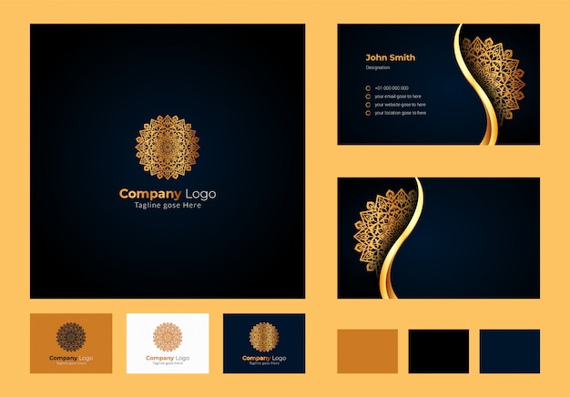 Logo ontwerp inspiratie, luxe cirkelvormige bloemen mandala en bladelement, luxe visitekaartje ontwerp met sierlogo