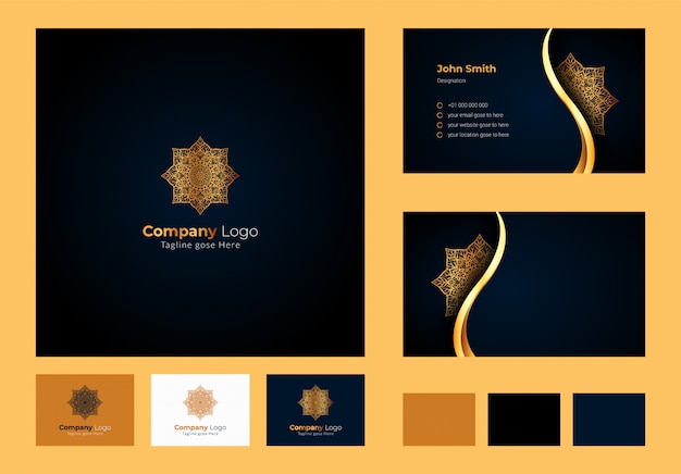 Logo ontwerp inspiratie, luxe cirkelvormige bloemen mandala en bladelement, luxe visitekaartje ontwerp met sierlogo