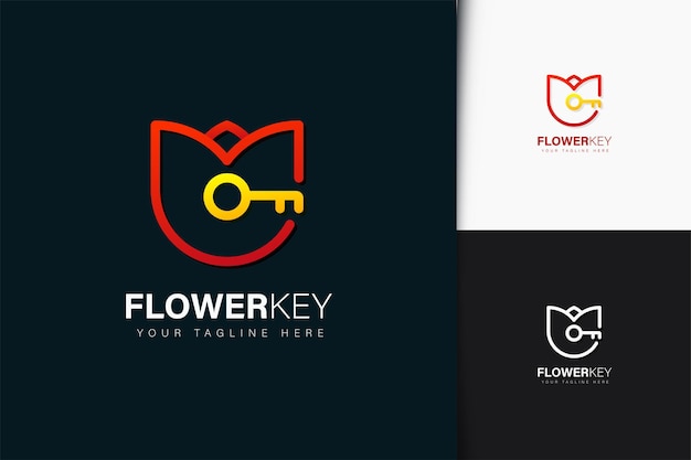 Logo-ontwerp met bloemtoets met verloop