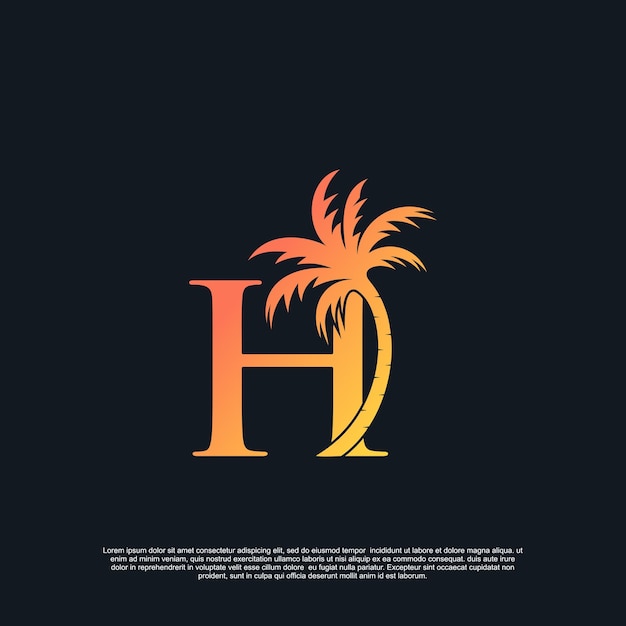 Logo-ontwerp met combinatie letter h palm-logo premium vector