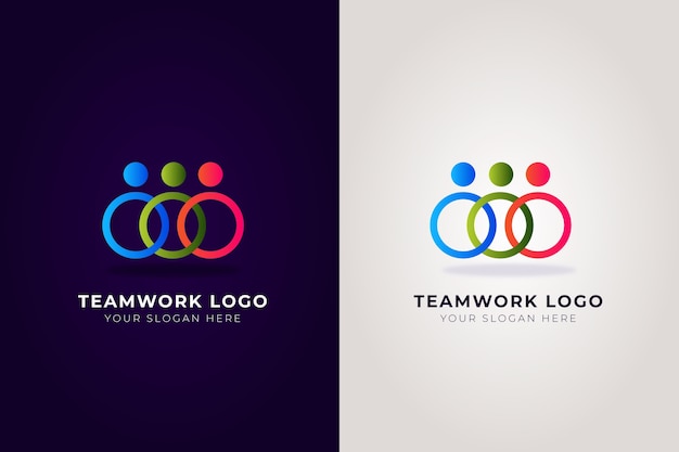 Vector logo-ontwerp met gradiënt teamwerk