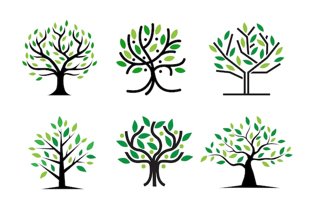 Logo-ontwerp met groene boom natuurlijk en abstract