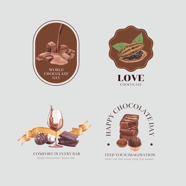Logo-ontwerp met het concept van de wereldchocoladedag
