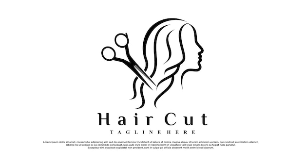 Logo-ontwerp met kapselpictogram voor vrouwen met modern concept Premium Vector