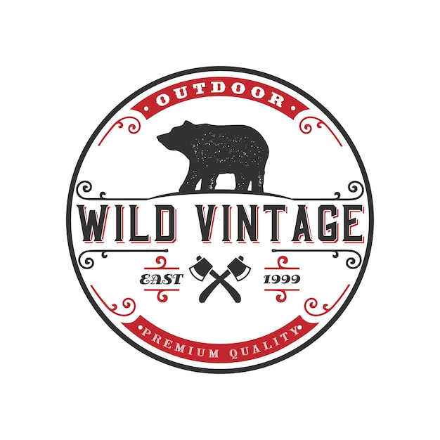 Logo ontwerp met vintage beer in het wild