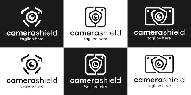 Logo ontwerp schild en camera pictogram vectorillustratie instellen