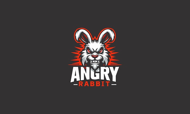 logo ontwerp van angry rabbit vector illustratie plat ontwerp
