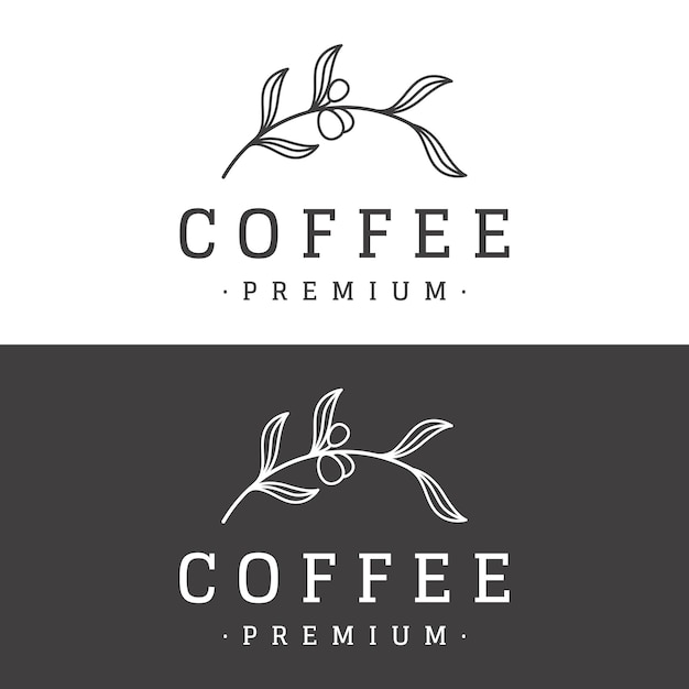 Logo-ontwerp van arabica koffiekopje en koffieplant handgetekend vintage styleLogo voor business café restaurant badge en coffeeshop