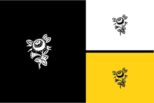 Logo ontwerp van bloem vector zwart-wit