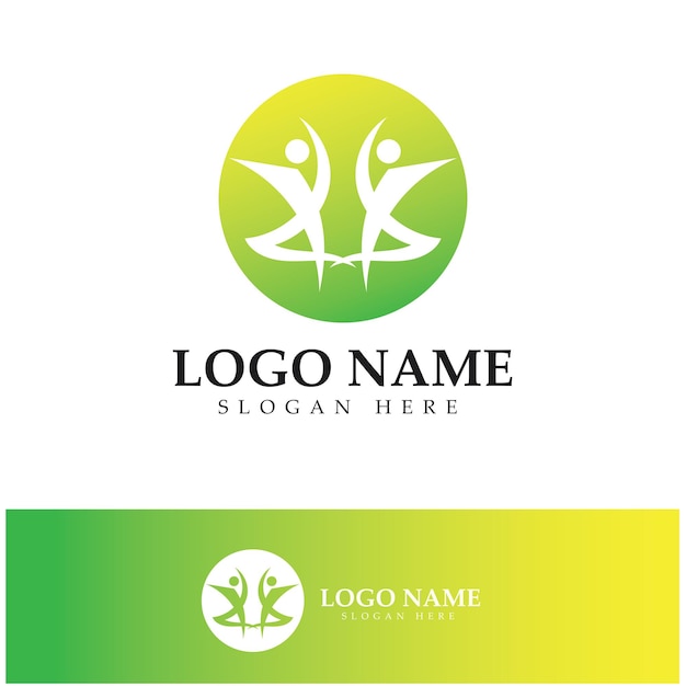 Logo ontwerp van mensen die yoga symbool pictogram illustratie vector doen
