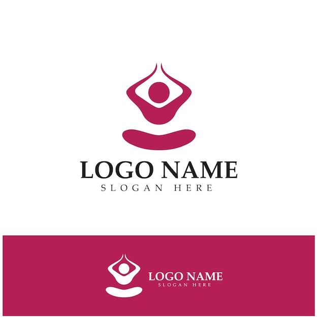 Logo ontwerp van mensen die yoga symbool pictogram illustratie vector doen