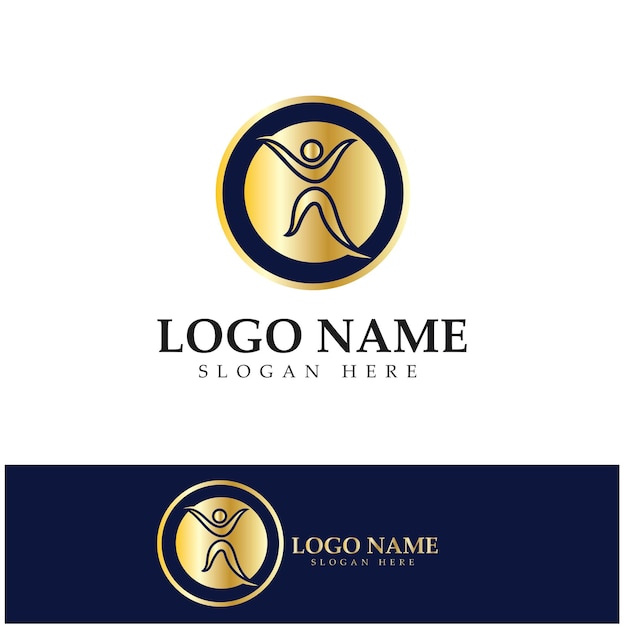 Logo ontwerp van mensen die yoga symbool pictogram illustratie vector doen