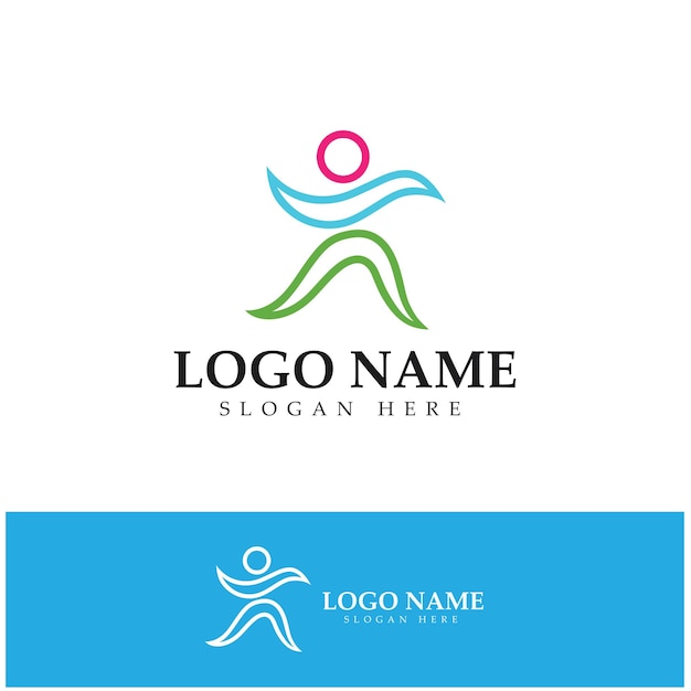 Logo ontwerp van mensen die yoga symbool pictogram illustratie vector doen