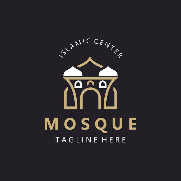 Vector logo ontwerp van moskee eenvoudige islamitische architectuur embleem symbool islamitisch centrum vector sjabloon