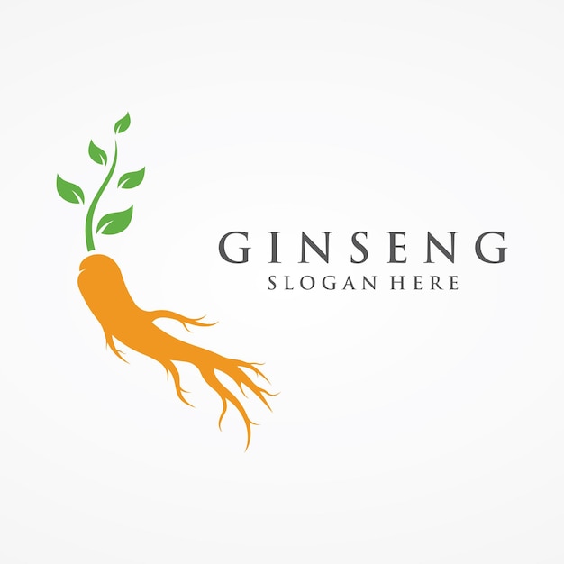 Logo-ontwerp van natuurlijke ginseng-kruidenplant en bladerenLogo voor zakelijke kruidenbloemen