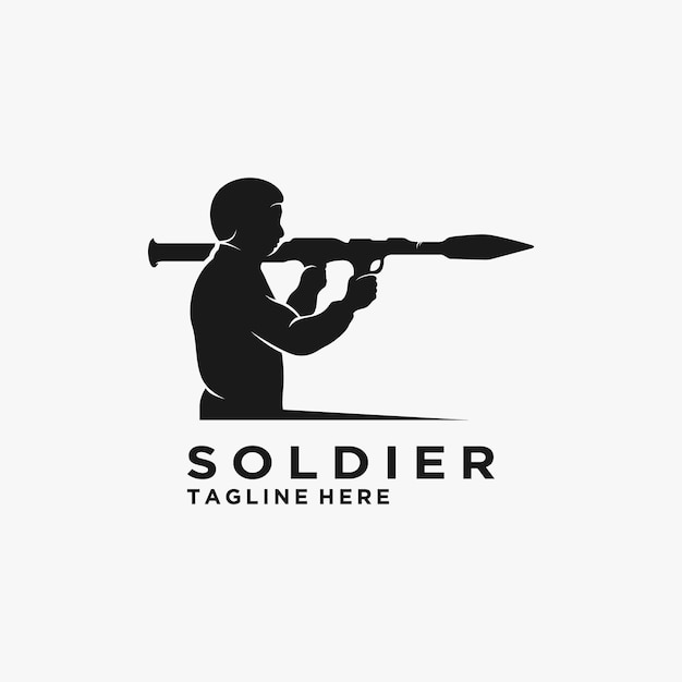 Vector logo ontwerp van soldier met raketwerper