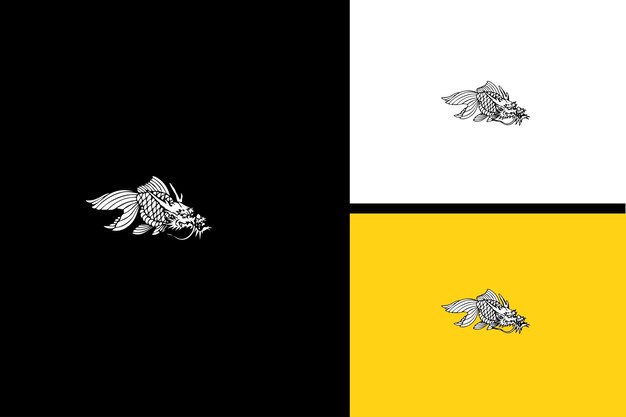 Logo ontwerp van vis hoofd draak vector lijntekeningen