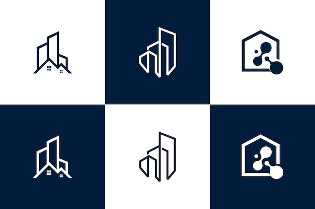 Logo ontwerp vector collectie bouwen met creatief uniek element idee