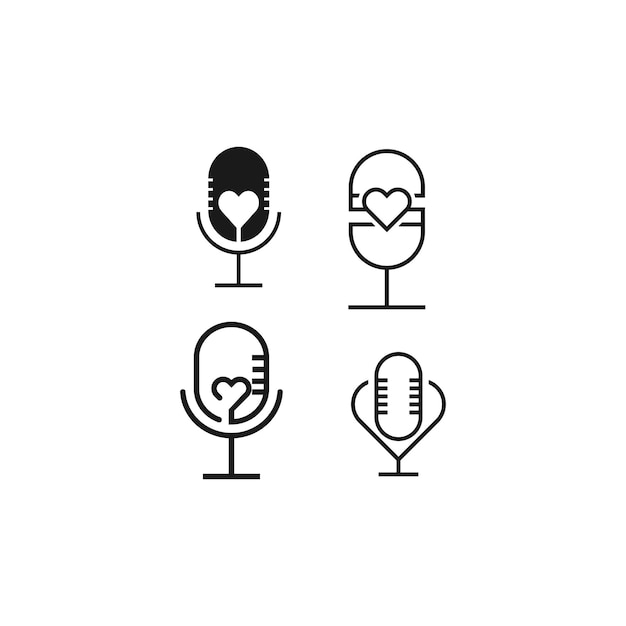 Logo ontwerp vector illustratie set liefde muziek