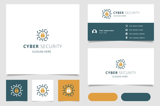 Logo-ontwerp voor cyberbeveiliging met bewerkbare slogan-branding