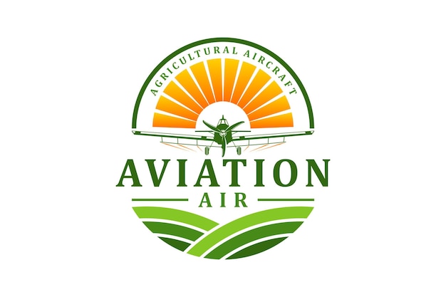Logo-ontwerp voor landbouwvliegtuigen moderne landbouwtechnologie sproeier pesticidenvliegtuig afgeronde vorm