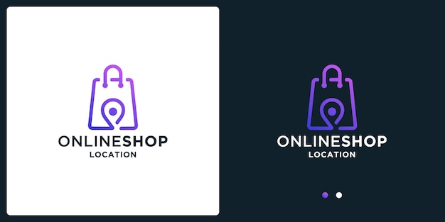 Logo-ontwerp voor online winkellocatie met lijnstijl en verloopkleur