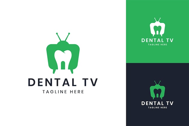 Logo ontwerp voor tandheelkundige televisie negatief ruimte