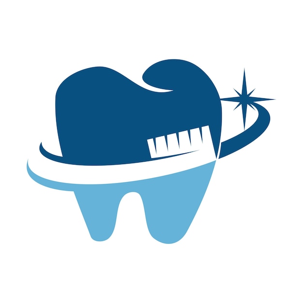 Logo-ontwerp voor tandheelkundige zorg met tandenborstelelement Pictogramillustratie Merkidentiteit