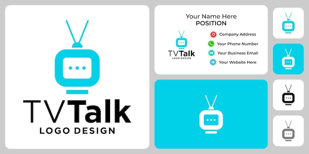 Logo-ontwerp voor tv-praatindustrie met sjabloon voor visitekaartjes