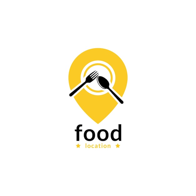 Logo-ontwerp voor voedsellocatie, met pinnen, vorken.