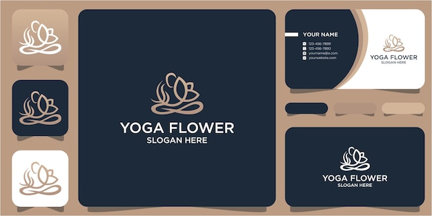 Vector logo ontwerp yoga en bloem