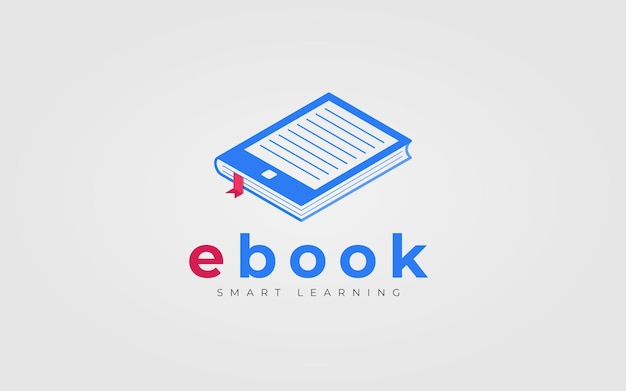 Logo-ontwerpconcept voor e-book online onderwijs ELearning