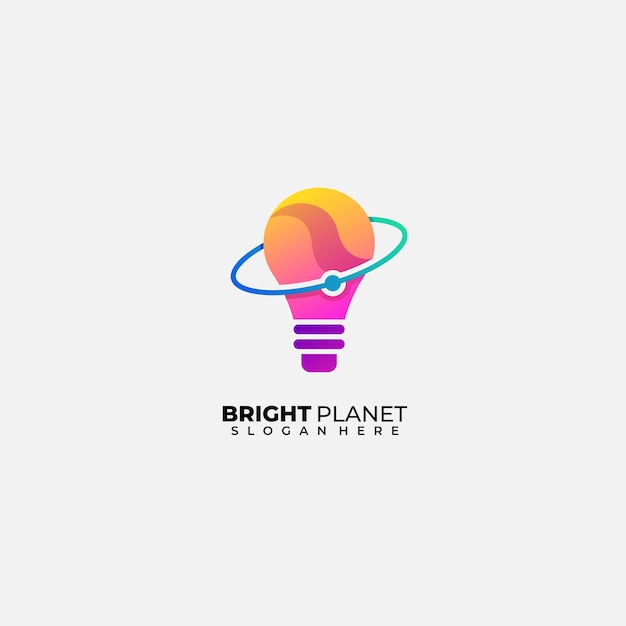 Logo ontwerpsjabloon lamp planeet