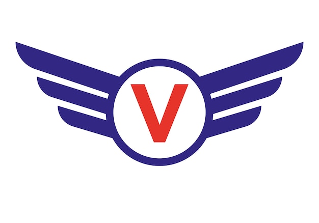 Vector logo op letter v met schildsymbool vervoerslogo