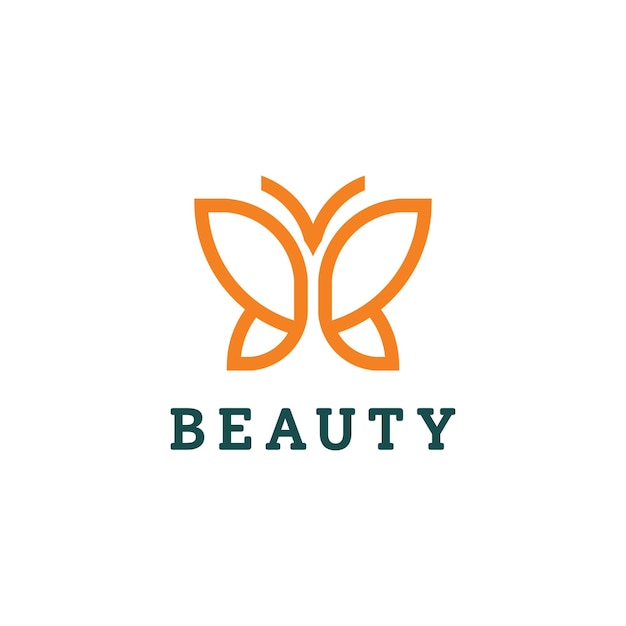 Logo outline beauty butterfly monogram minimalist template vector for business company