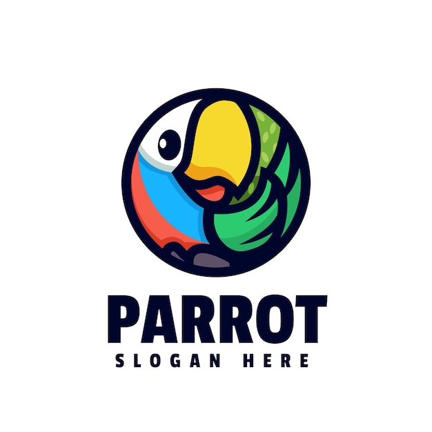 Logo parrot mascot cartoon style