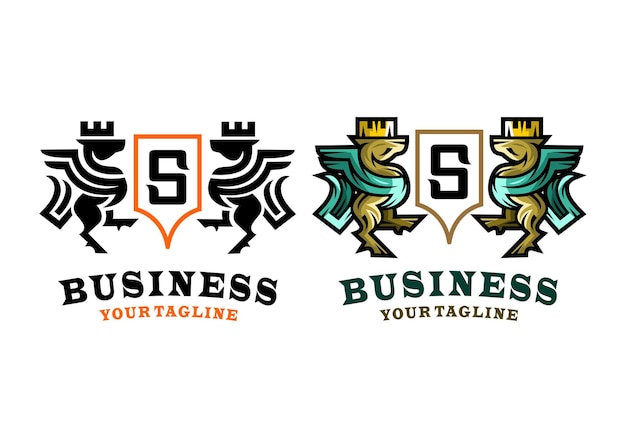Логотип Pegasus Letter S Vector Illustration Template с простым элегантным дизайном, подходящим для любой отрасли