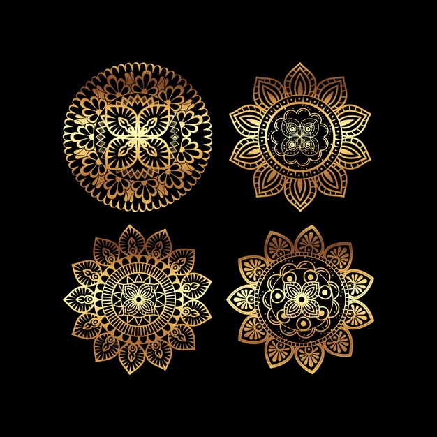 Logo pictogram sier mandala ontwerp in gouden kleur vectorillustratie