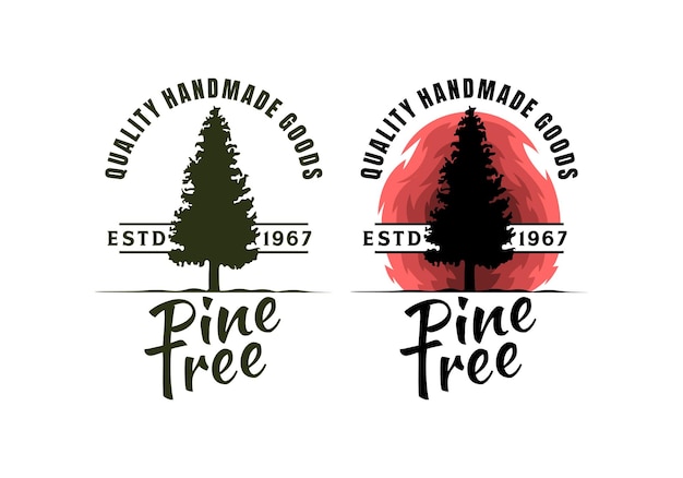 Vector logo pine tree silhouette vector illustration template with simple elegant design good for any industry