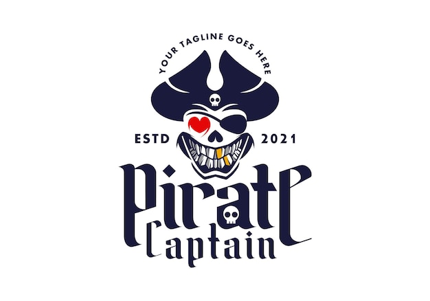 Vettore logo capitano pirata per ristorante bevande e cibo
