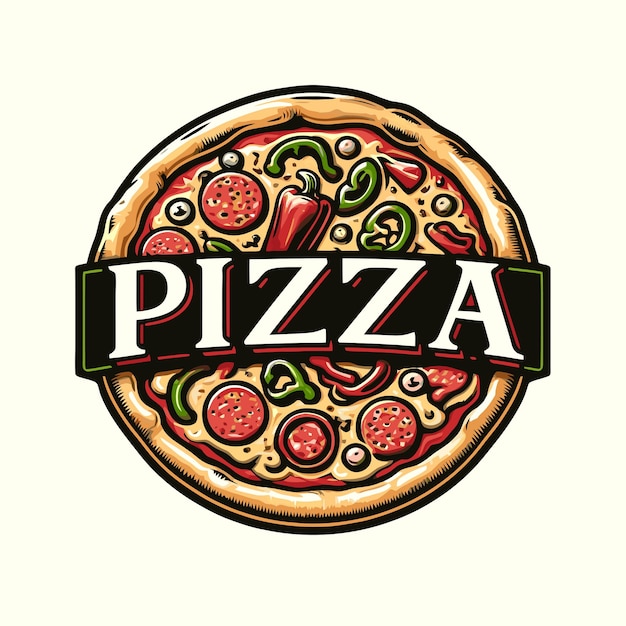 a logo for pizza with the word pizza on it