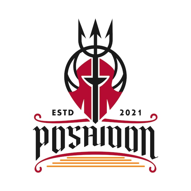 Logo poseidon trident voor restaurants, dranken en eten