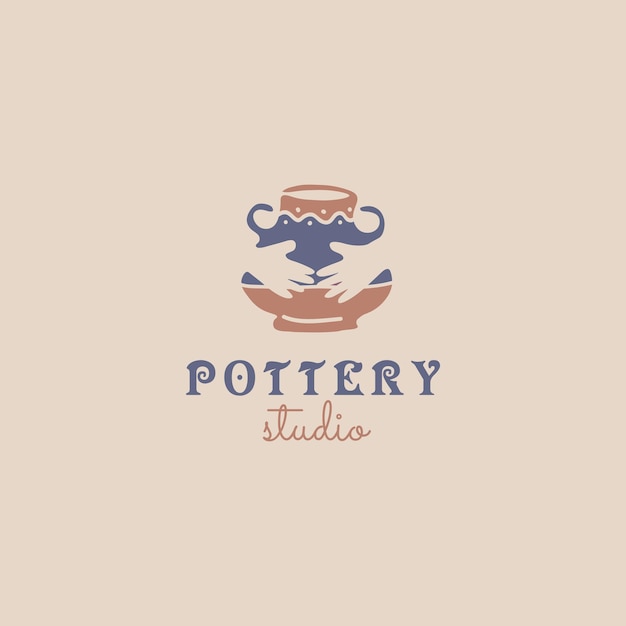 Vector logo for a pottery studio on the light brown background