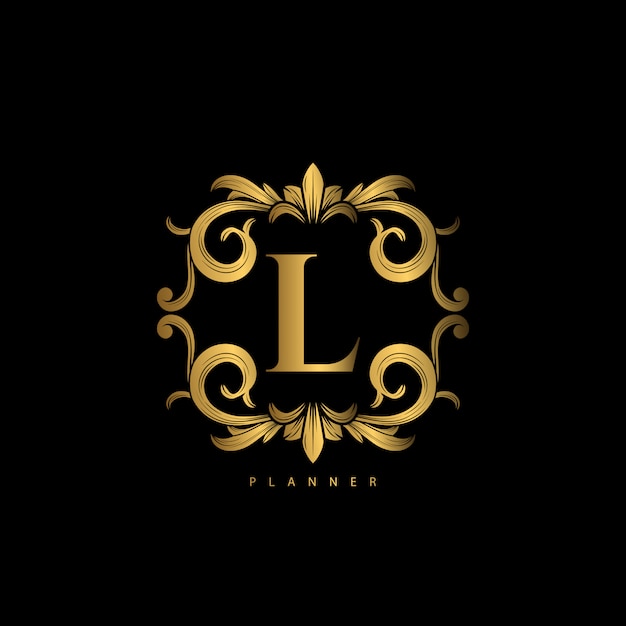Vettore logo premium di lusso con ornamento