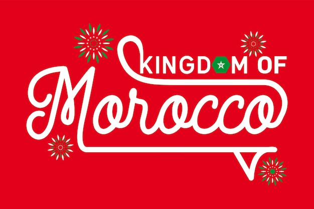 Vector logo presenting the kingdom of morocco with the colors red and green plus stars and fireworks