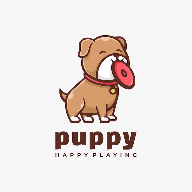 Logo puppy eenvoudige mascotte stijl.