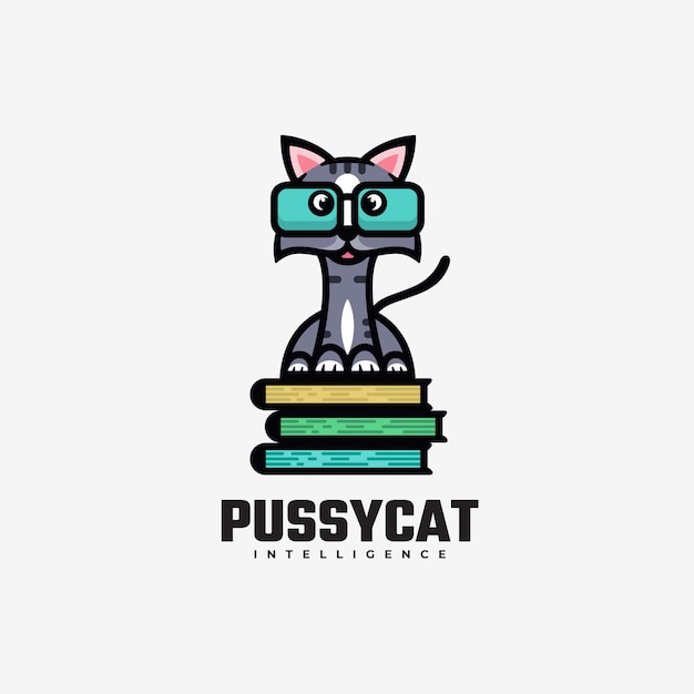  Logo  Puss Cat Simple Mascot Style.