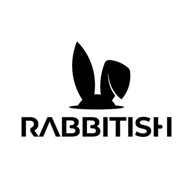 Vector a logo for a rabbit that is black and white